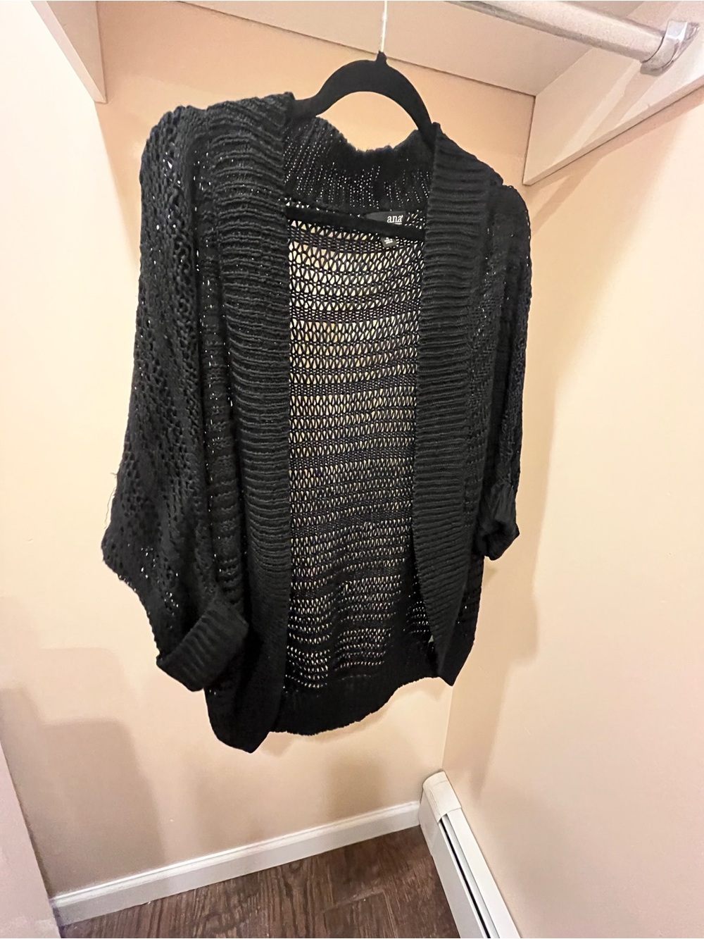a.n.a Black Open-Knit Women's Cardigan